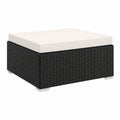 Poly-Rattan Gartenhocker mit Kissen, Schwarz, 70x70x26cm