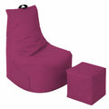 Großer Sitzsack für drinnen und draußen, inkl. Hocker, geeignet für Gaming und Entspannung (Weinrot, XL, 75 cm)
