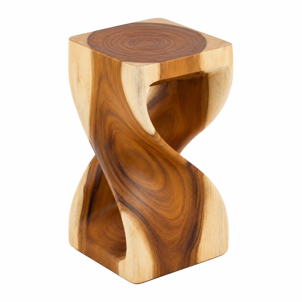 Handgefertigter Asiatischer Suar Beistelltisch, 50 cm, Naturholz