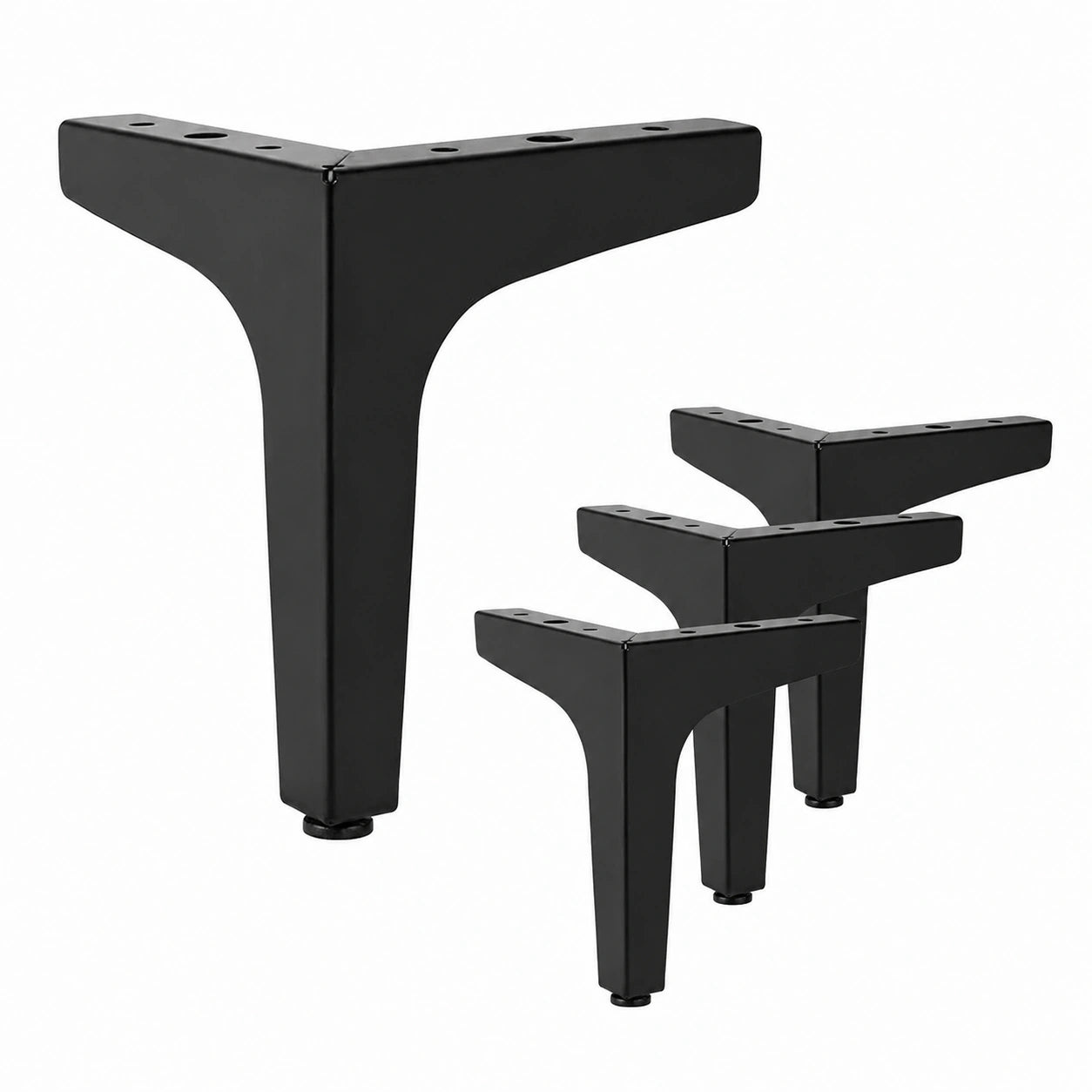 4er Set Schwarze Metall-Möbelfüße, 15cm, Belastbar bis 500kg, Ideal für Schränke und Sofas