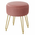 IBUYKE Eleganter Samt-Hocker mit Stauraum, Make-up-Sitz mit goldenen Metallbeinen, abnehmbarer Bezug, Rosa