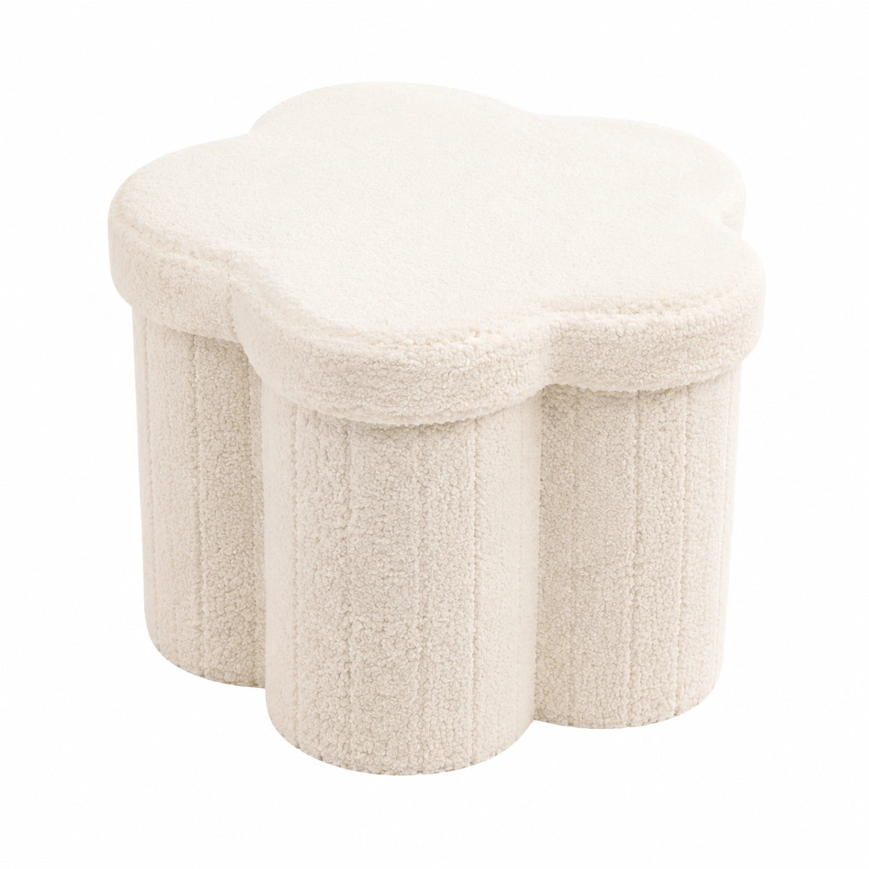 Bonlife Boucle Sitzhocker mit Stauraum, Faltbarer Aufbewahrungshocker für Wohnzimmer und Schlafzimmer, Ideal für kleine Räume, Weiß 32x32x32cm