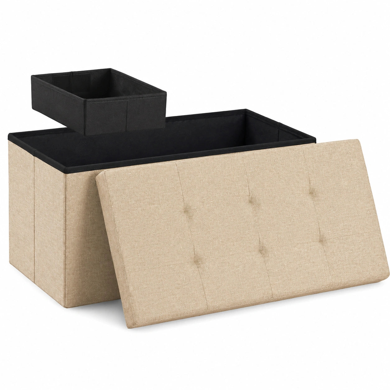 Blumtal Stauraum-Sitzbank 76x38x38 cm - Truhenbank mit extra Aufbewahrungsbox in Beige