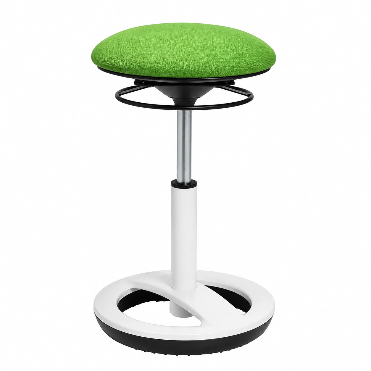 TOPSTAR Ergonomischer Sitness Bob Hocker, Verstellbarer Büro- und Arbeitshocker, Weißer Aluminiumstandfuß, Apfelgrüner Stoff