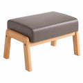 IBUYKE Rechteckiger Fußhocker aus PU-Leder mit Holzbeinen, 10.2H, Gepolsterte Sitzfläche, Ideal für Wohnzimmer, Schlafzimmer, Büro, Grau