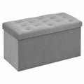 Bonlife Faltbare Aufbewahrungsbank mit Samtbezug, Schuhregal und Stauraum, Grau, 80 x 40 x 40 cm