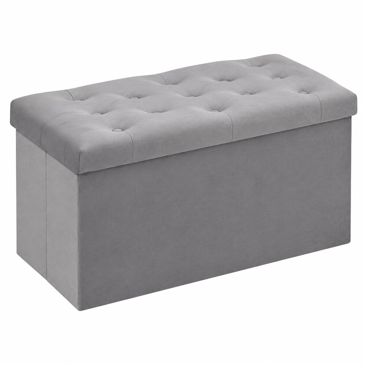 Bonlife Faltbare Aufbewahrungsbank mit Samtbezug, Schuhregal und Stauraum, Grau, 80 x 40 x 40 cm
