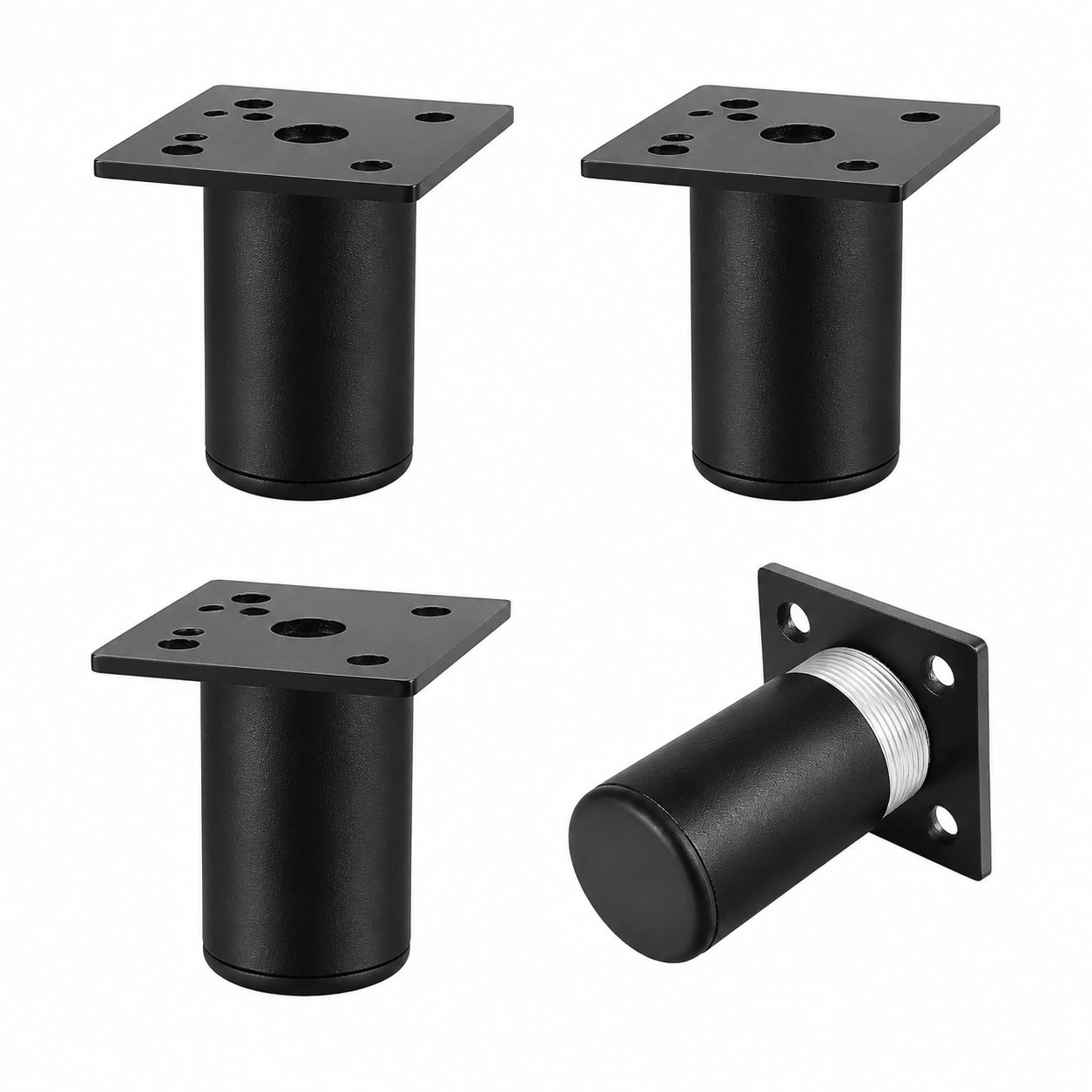 4er Set Möbelfüße 5 cm aus schwarzer Aluminiumlegierung, ideal für Schränke, Sofas und Tische