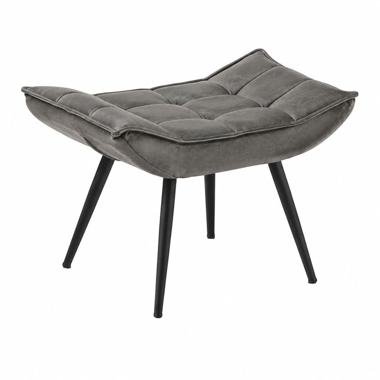 Eleganter MCombo Fußhocker mit Metallbeinen, Quadratischer Ottomane für Wohn- und Schlafzimmer, Dunkelgrau Mikrofaser, 40x69 cm