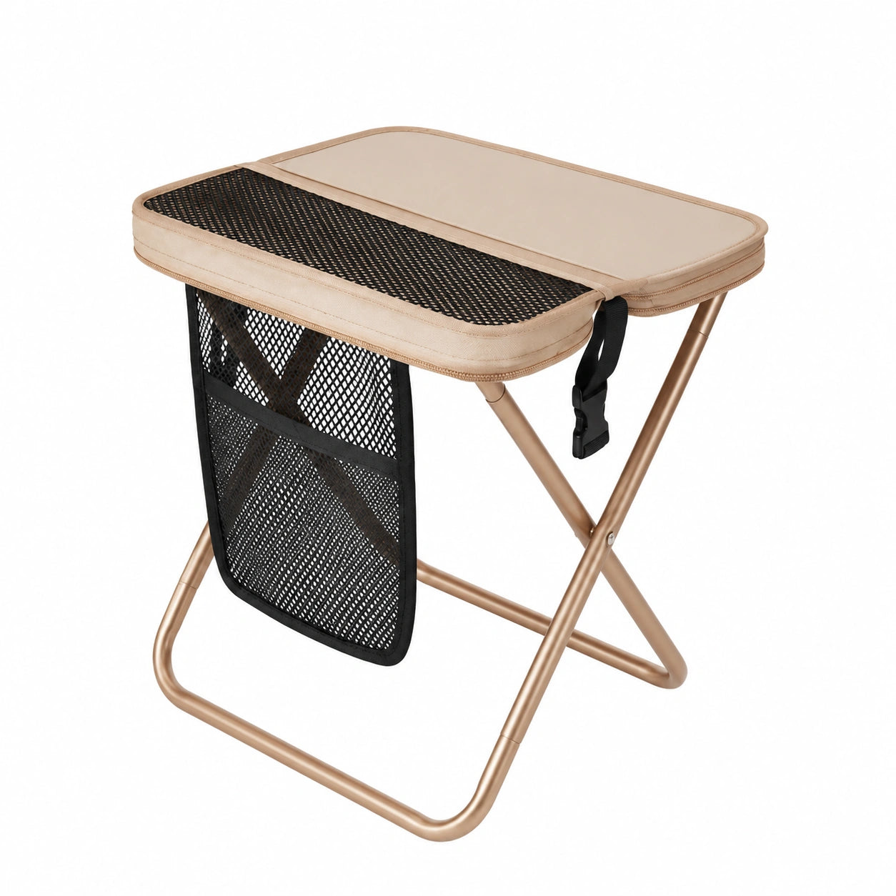 Jiahuade Klapphocker 31cm für Camping und Garten, tragbarer Falthocker mit Tasche, Mini-Sitz in Beige