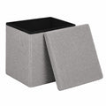 WOLTU Teddyfleece Sitzhocker mit Stauraum, klappbar, 38x37x38 cm, Hellgrau