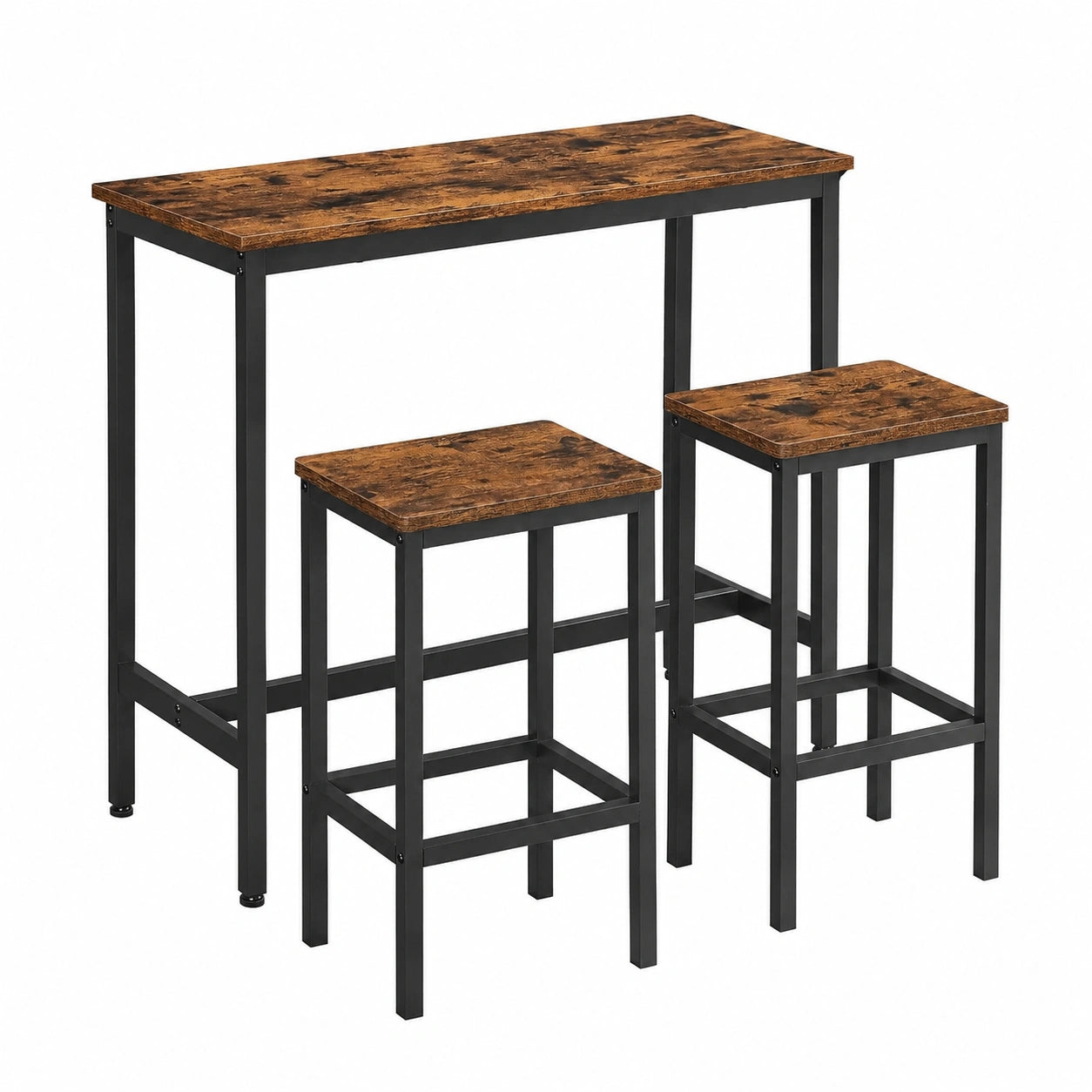 Industrielles Bartisch-Set mit Hockern, VASAGLE, Vintage Braun und Schwarz