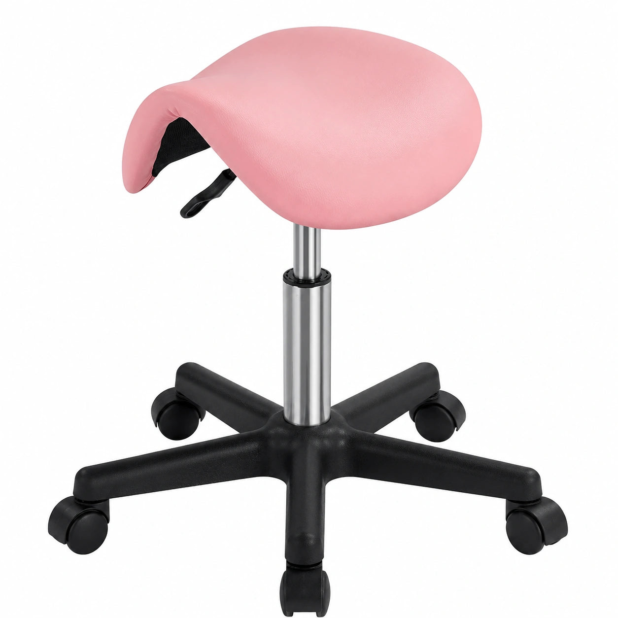 Höhenverstellbarer Drehhocker mit Rollen für Büro und Praxis, Rosa