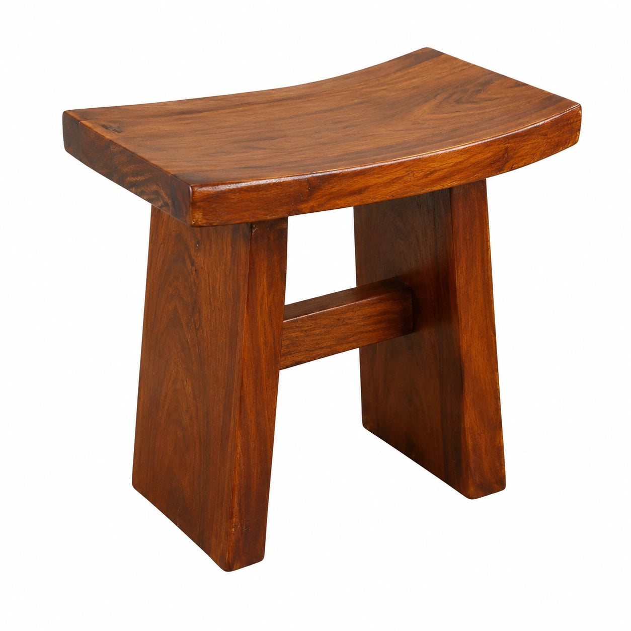 Teakholz Massivholzhocker Bali Design | Geschwungenes Sitzmöbel von Asia Wohnstudio