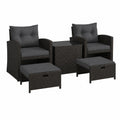 HOCHWERTIGES RATTAN-GARTENMÖBEL-SET 5-TLG – INKLUSIVE KISSEN – ROBUST UND WETTERFEST FÜR TERRASSE UND BALKON