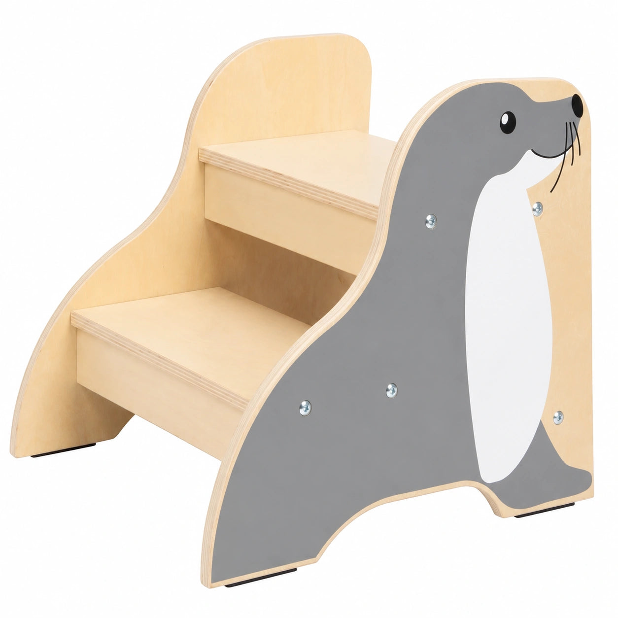Holzhocker für Kinder, rutschfestes Seehund-Design, bis 150 kg, ab 2 Jahren