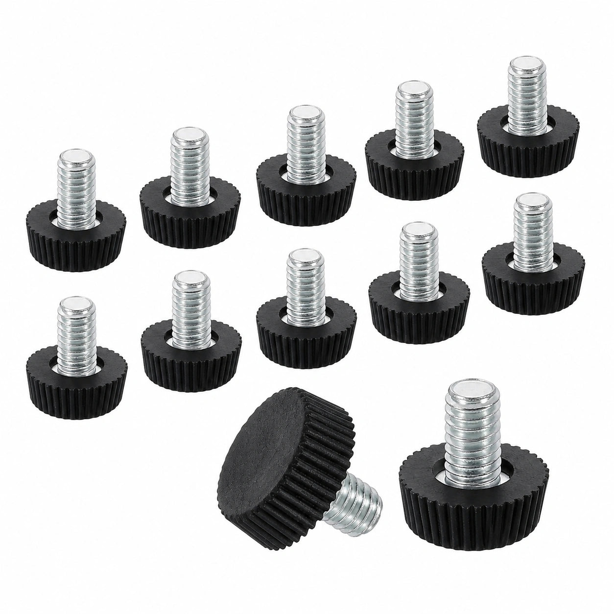 QUARKZMAN Verstellbare M6 Möbelfüße – 12er Set Nivellierfüße für Möbel in Schwarz, 16x9mm