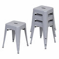 Industrieller Stapelhocker 4er-Set, Metall, Grau