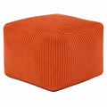 Gemütlicher Cord-Sitzhocker in Orange, Bequemer Pouf mit Füllung für das Wohnzimmer