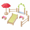 HABA 306717 - Little Friends Puppenhaus Möbelset Garten für Kinder ab 3 Jahren