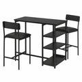 Moderner Bartisch-Set für 2 Personen mit Stauraum und Hockern, Platzsparende Küchentheke, Schwarz