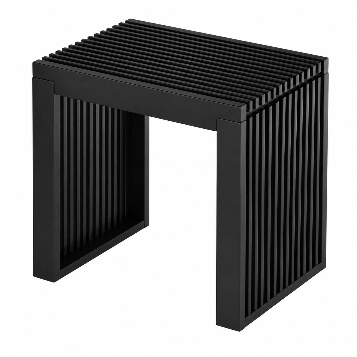 Bambushocker Schwarz – Vielseitiger Holzhocker für Flur, Bad und Küche 45x33x43 cm – Belastbar bis 250 kg