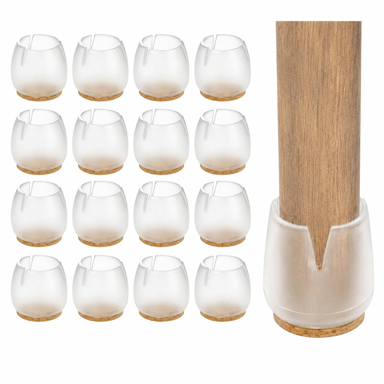 Silikon-Stuhlbeinschoner mit Filz für 12–16 mm Möbel, 16er-Pack