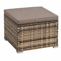 Gartenhocker XXL aus Polyrattan in Beige-Braun