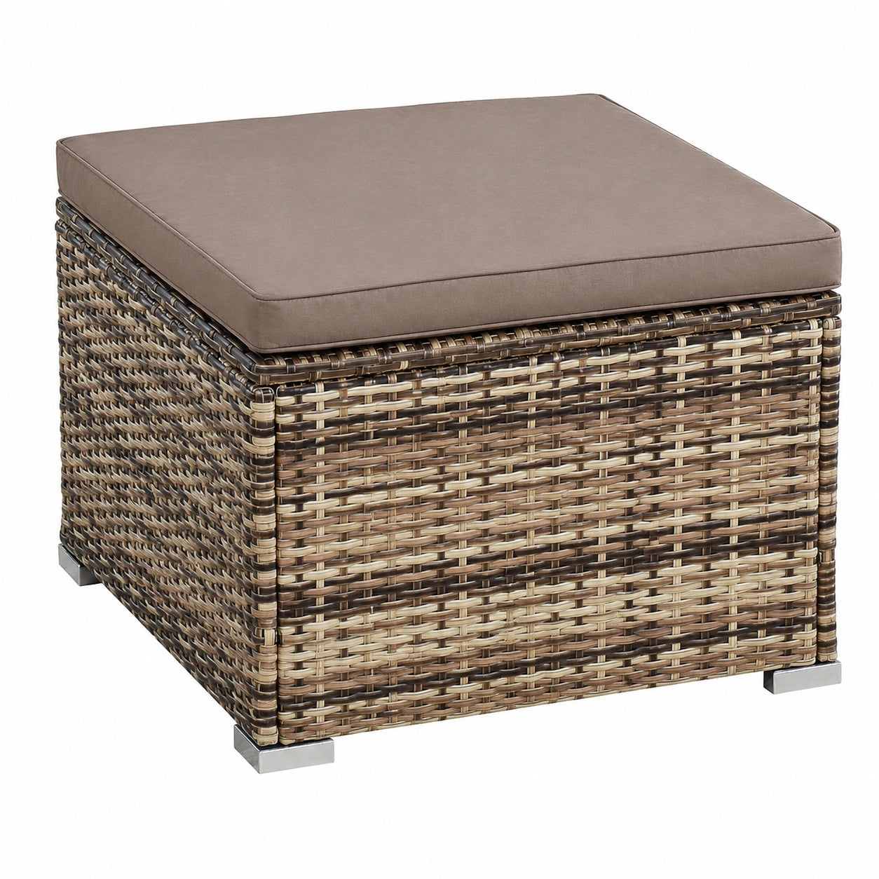 Gartenhocker XXL aus Polyrattan in Beige-Braun