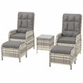 ALAULM Rattan Gartenmöbel Set, 5-teilig: Verstellbare Sofas, Hocker & Tisch, Wetterfest, Grau