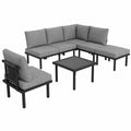 6-teiliges Gartenmöbel-Set aus Seilgeflecht, inkl. Kissen, Grau